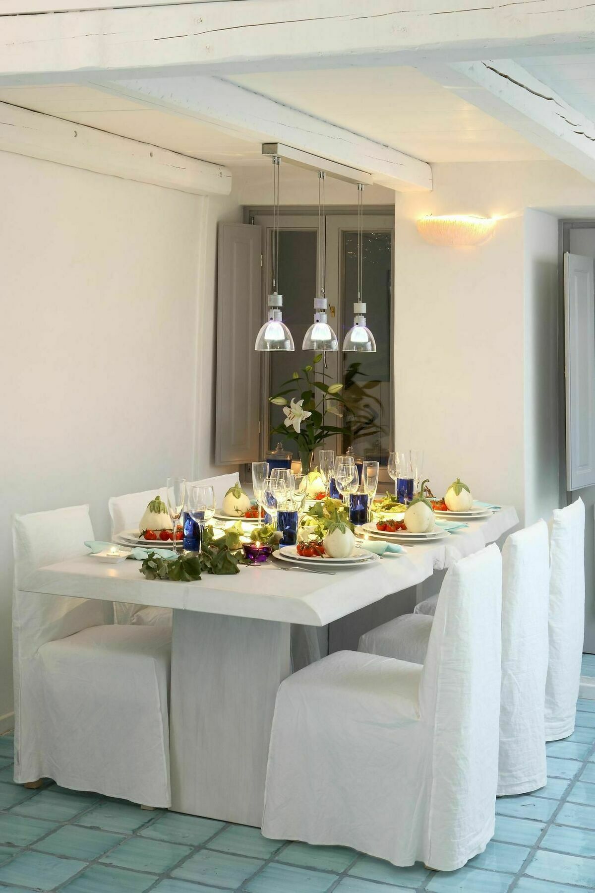 Blue Angel Villa Fira  Restaurang bild